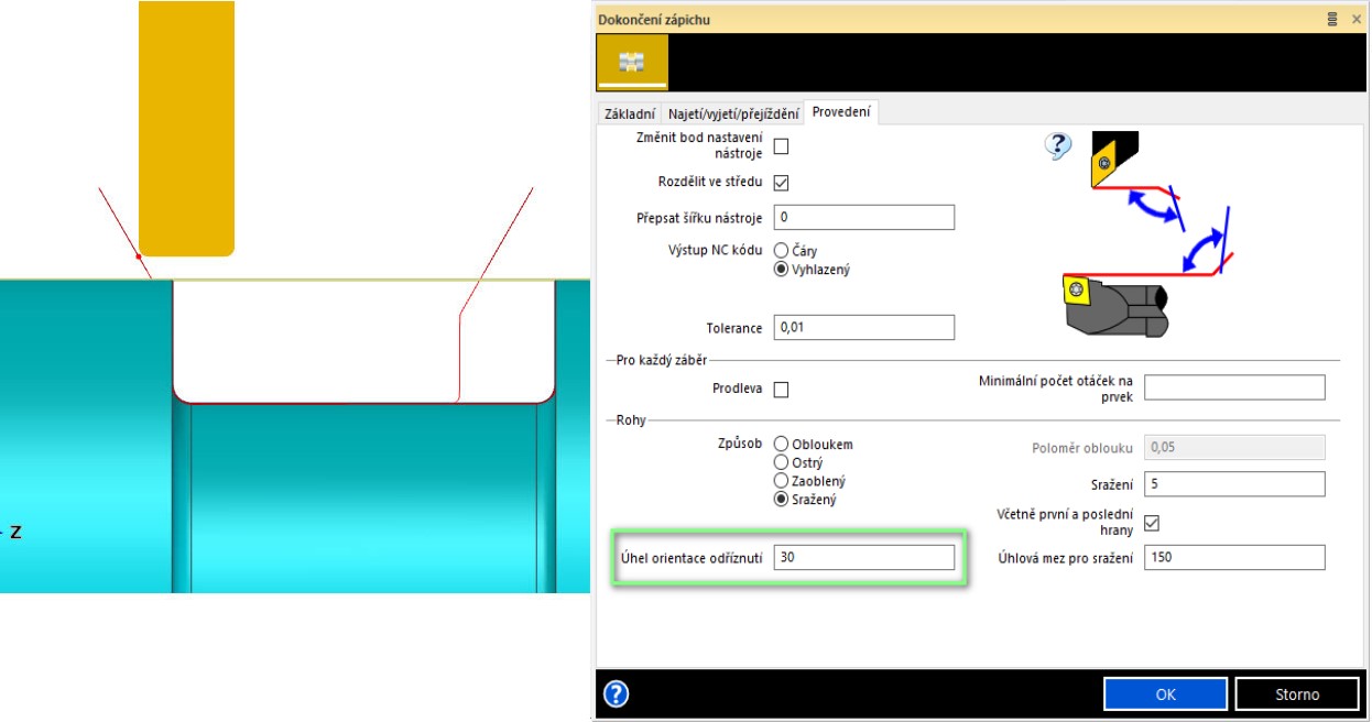 Nove moznost v dokoncovacim cyklu drazek pri soustruzeni definovat hodnotu srazeni hrany. Nove moznost v dokoncovacim cyklu drazek pri soustruzeni definovat hodnotu srazeni hrany